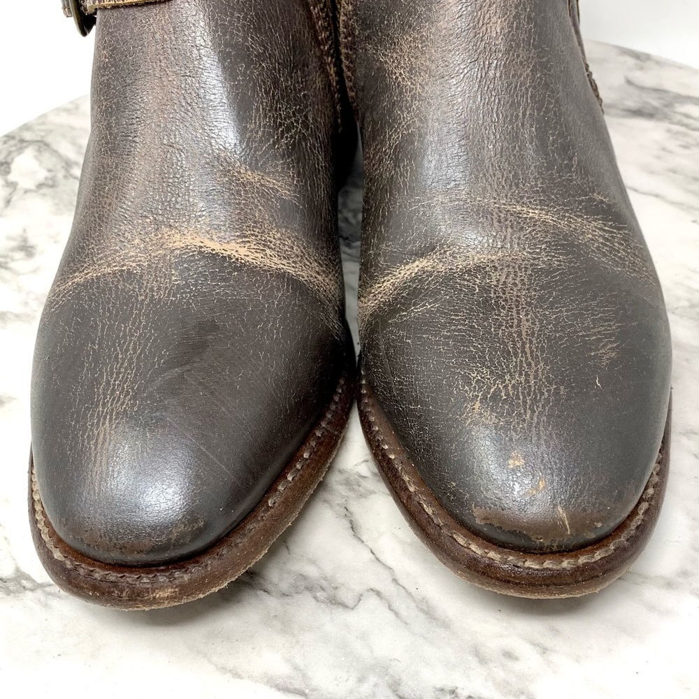 Bed Stu Blanchett Braid Buckle Strap Mid Calf Leather Boots 7 Bohemian Moto Boho - Picture 9 of 16